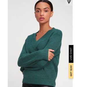 Go Your Own Way Teal Green V-Neck Knit Sweater